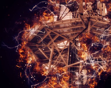 Donanma gemisinde askeri radar takibi, sanat eseri çizimi klasik.