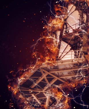 Donanma gemisinde askeri radar takibi, sanat eseri çizimi klasik.