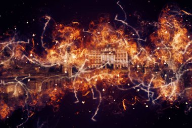 Ksiaz Şatosu Polonya Sicilya sanat retro illüstrasyon, sanat, çizim, eskiz, resim