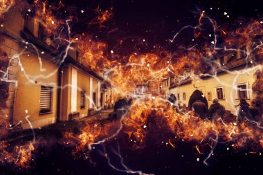 Ksiaz Şatosu Polonya Sicilya sanat retro illüstrasyon, sanat, çizim, eskiz, resim