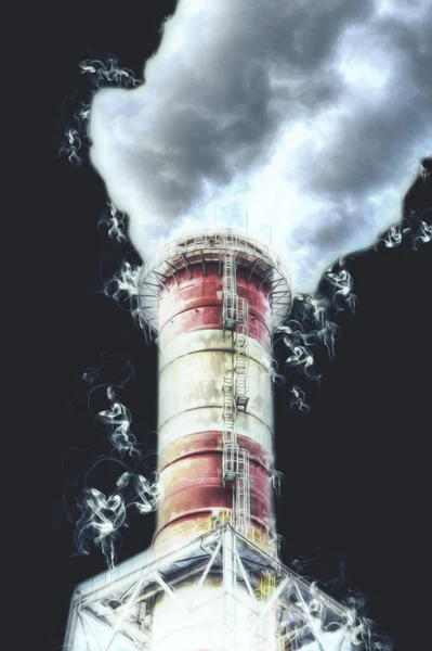 Chimeneas Silos Una Fábrica Fotografía Ilustración Emoción —  Fotos de Stock