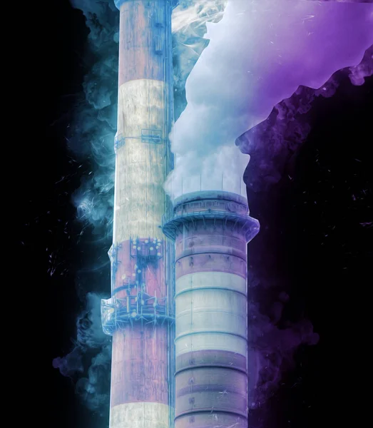 Chimneys Silos Factory Photography Illustration Emotion — Stock Photo, Image