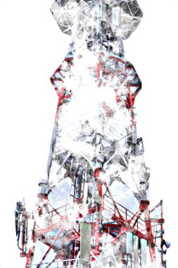 Donanma gemisinde askeri radar takibi, sanat eseri çizimi klasik.