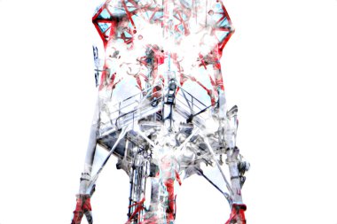 Donanma gemisinde askeri radar takibi, sanat eseri çizimi klasik.