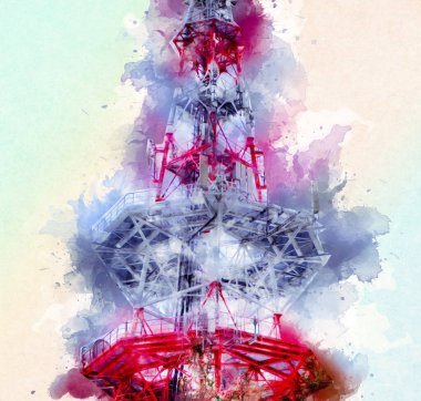 Donanma gemisinde askeri radar takibi, sanat eseri çizimi klasik.