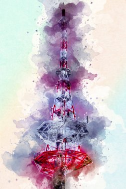 Donanma gemisinde askeri radar takibi, sanat eseri çizimi klasik.