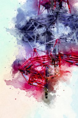 Donanma gemisinde askeri radar takibi, sanat eseri çizimi klasik.