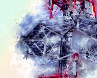 Donanma gemisinde askeri radar takibi, sanat eseri çizimi klasik.