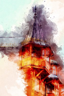 Polonya, Zakopane 'nin tahta mimarisi, resim çizimi.