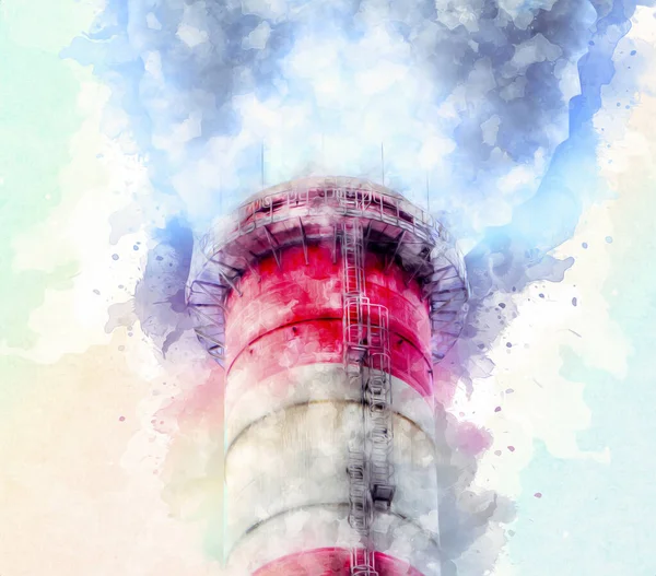 Chimeneas Silos Una Fábrica Fotografía Ilustración Emoción — Foto de Stock