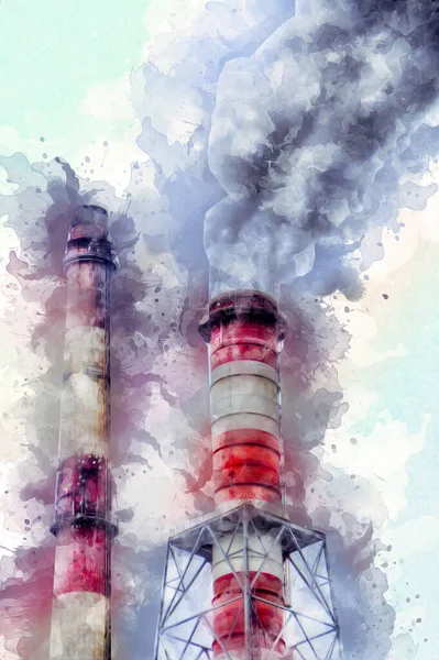 Schornsteine Und Silos Einer Fabrik Fotografie Illustration Emotion — Stockfoto