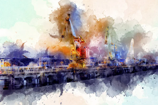 Port Freight Cranes Photography Illustration Art — Stock Photo, Image