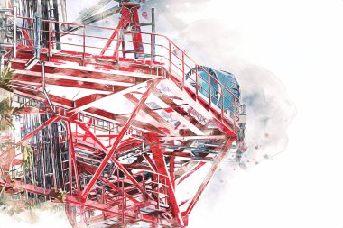 Donanma gemisinde askeri radar takibi, sanat eseri çizimi klasik.