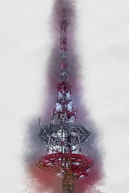 Donanma gemisinde askeri radar takibi, sanat eseri çizimi klasik.