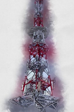 Donanma gemisinde askeri radar takibi, sanat eseri çizimi klasik.