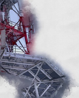 Donanma gemisinde askeri radar takibi, sanat eseri çizimi klasik.