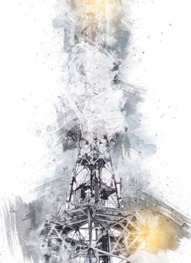 Donanma gemisinde askeri radar takibi, sanat eseri çizimi klasik.