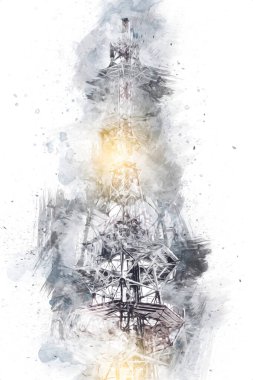 Donanma gemisinde askeri radar takibi, sanat eseri çizimi klasik.