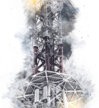 Donanma gemisinde askeri radar takibi, sanat eseri çizimi klasik.