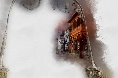 Polonya, Zakopane 'nin tahta mimarisi, resim çizimi.