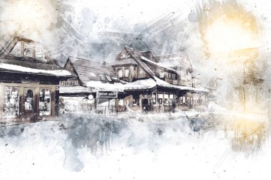 Polonya, Zakopane 'nin tahta mimarisi, resim çizimi.
