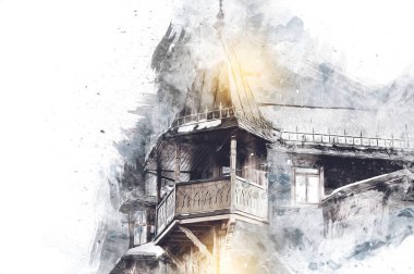 Polonya, Zakopane 'nin tahta mimarisi, resim çizimi.