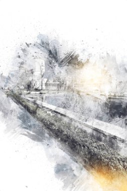 Ksiaz Şatosu Polonya Sicilya sanat retro illüstrasyon, sanat, çizim, eskiz, resim