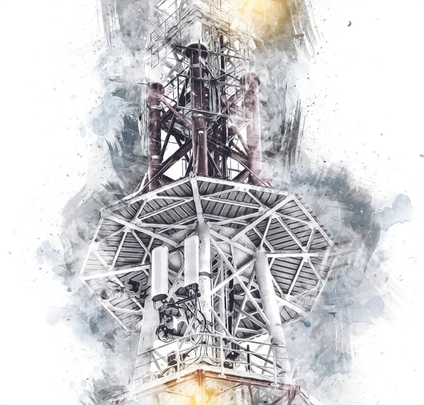 Donanma gemisinde askeri radar takibi, sanat eseri çizimi klasik.