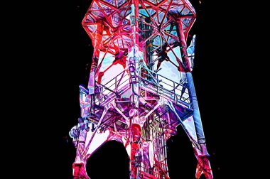 Donanma gemisinde askeri radar takibi, sanat eseri çizimi klasik.