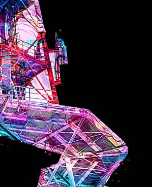 Donanma gemisinde askeri radar takibi, sanat eseri çizimi klasik.