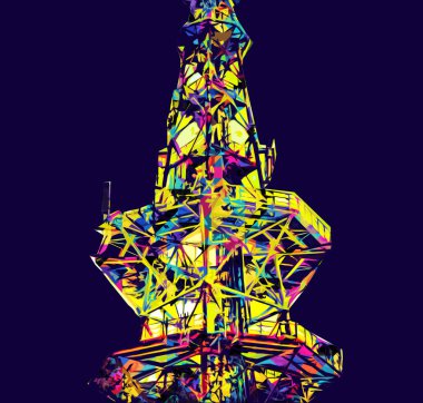 Donanma gemisinde askeri radar takibi, sanat eseri çizimi klasik.