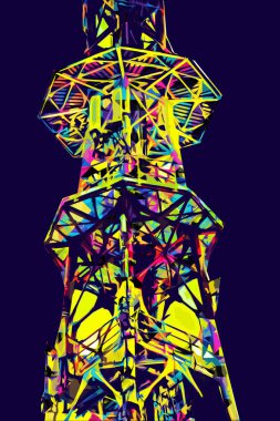 Donanma gemisinde askeri radar takibi, sanat eseri çizimi klasik.