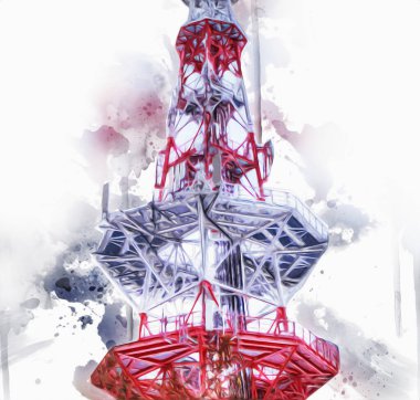 Donanma gemisinde askeri radar takibi, sanat eseri çizimi klasik.