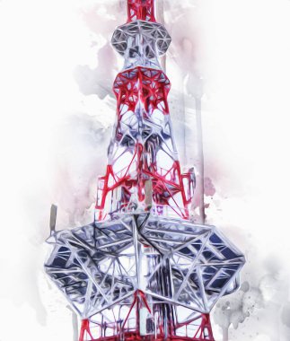 Donanma gemisinde askeri radar takibi, sanat eseri çizimi klasik.