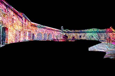 Klodzko 'nun kalesi, hava kalesi sanat resimlerinden antika eskiz eskizleri.