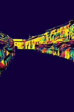 Klodzko 'nun kalesi, hava kalesi sanat resimlerinden antika eskiz eskizleri.