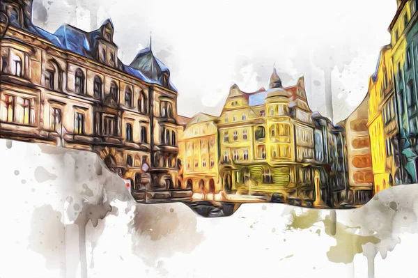 Klodzko Stadt Aus Der Luft Fort Art Illustration Retro Vintage — Stockfoto