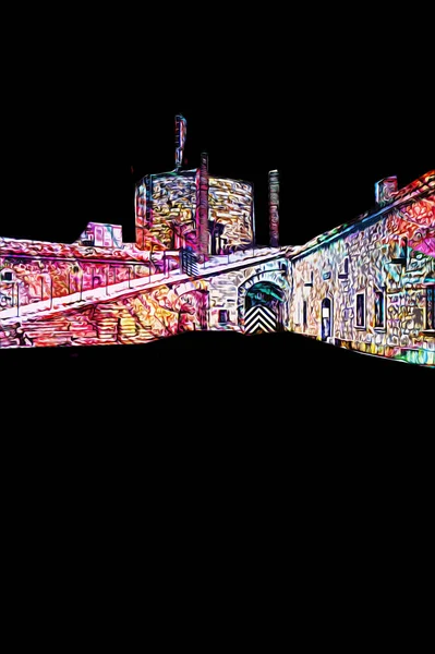 Klodzko 'nun kalesi, hava kalesi sanat resimlerinden antika eskiz eskizleri.