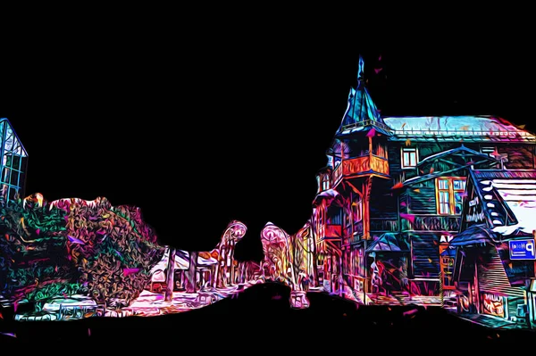 Polonya, Zakopane 'nin tahta mimarisi, resim çizimi.