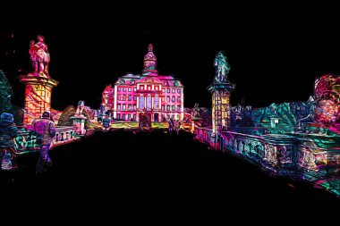 Ksiaz Şatosu Polonya Sicilya sanat retro illüstrasyon, sanat, çizim, eskiz, resim