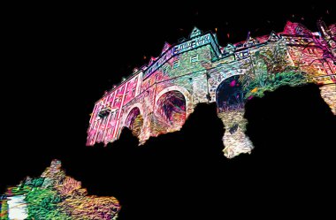 Ksiaz Şatosu Polonya Sicilya sanat retro illüstrasyon, sanat, çizim, eskiz, resim