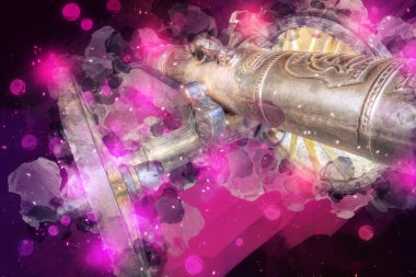 Tekerlekler üzerindeki antik top resimde izole edildi