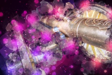 Tekerlekler üzerindeki antik top resimde izole edildi