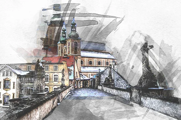 Klodzko Πόλη Της Πόλης Από Τον Αέρα Φρούριο Τέχνης Απεικόνιση — Φωτογραφία Αρχείου
