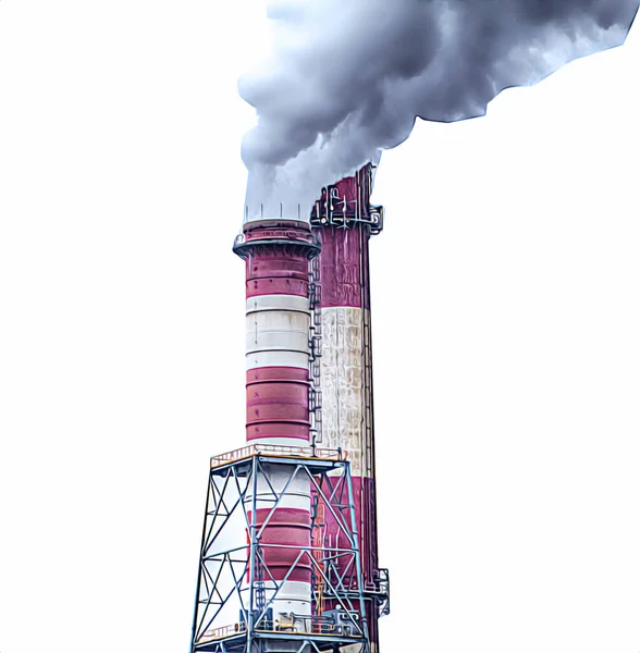 Chimeneas Silos Una Fábrica Fotografía Ilustración Emoción — Foto de Stock