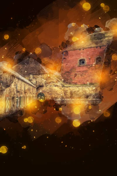 Крепость Клодзко Художественной Иллюстрации Форта Ретро Старинный Антикварный Эскиз — стоковое фото