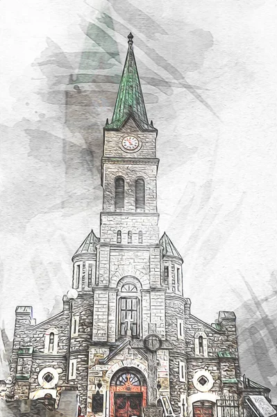 Wooden Architecture Zakopane Day Poland Illustration Art Drawing Sketch — Stock Photo, Image