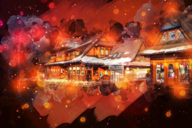 Polonya, Zakopane 'nin tahta mimarisi, resim çizimi.