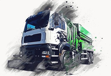 Büyük bir benzin deposu yol alıyor. Resim, antika, antika.