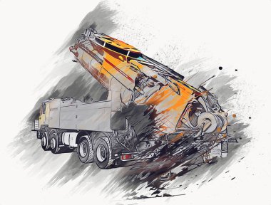 Büyük bir benzin deposu yol alıyor. Resim, antika, antika.